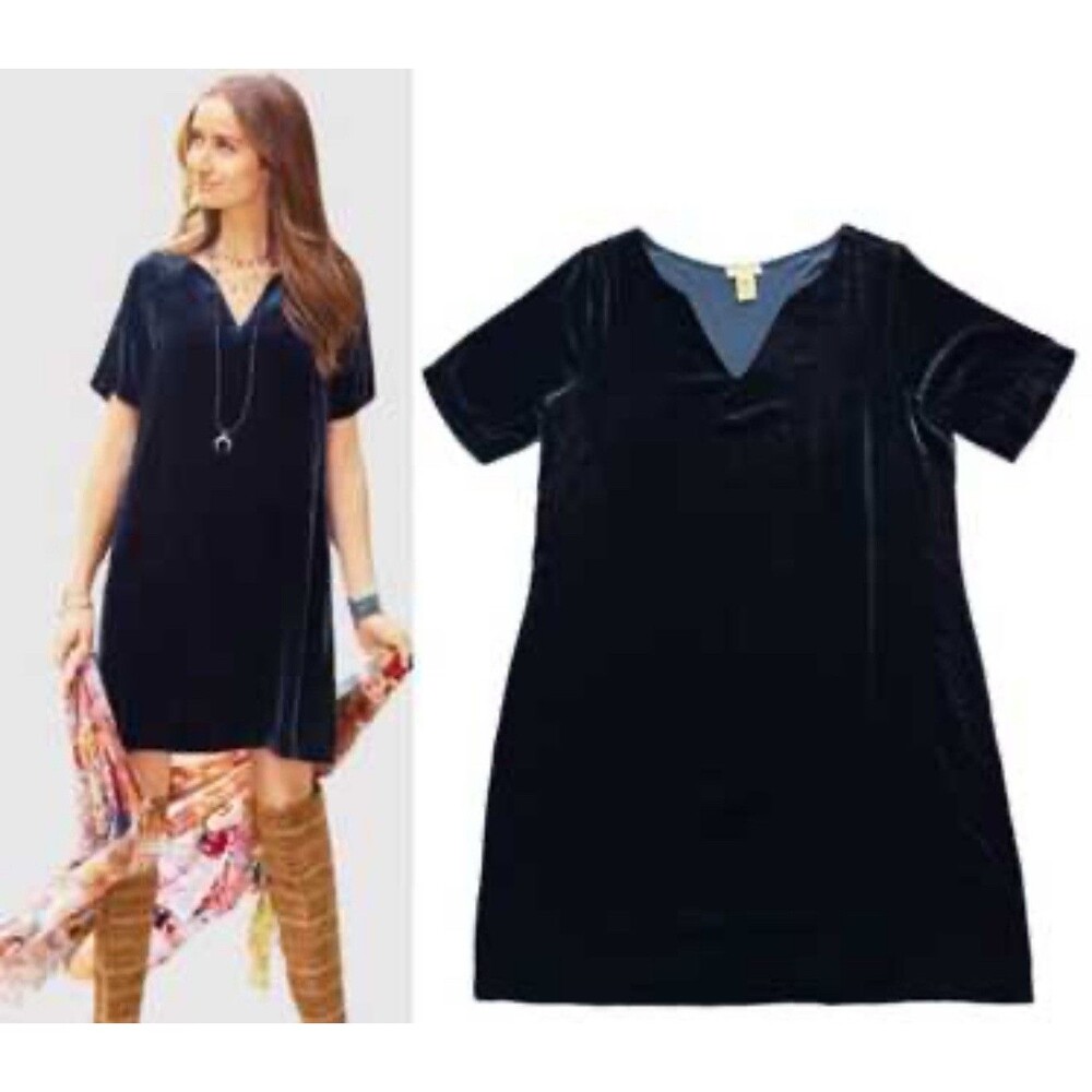 Sundance Blue Velvet Mini Dress Women’s XS Short Sleeve Minimalist